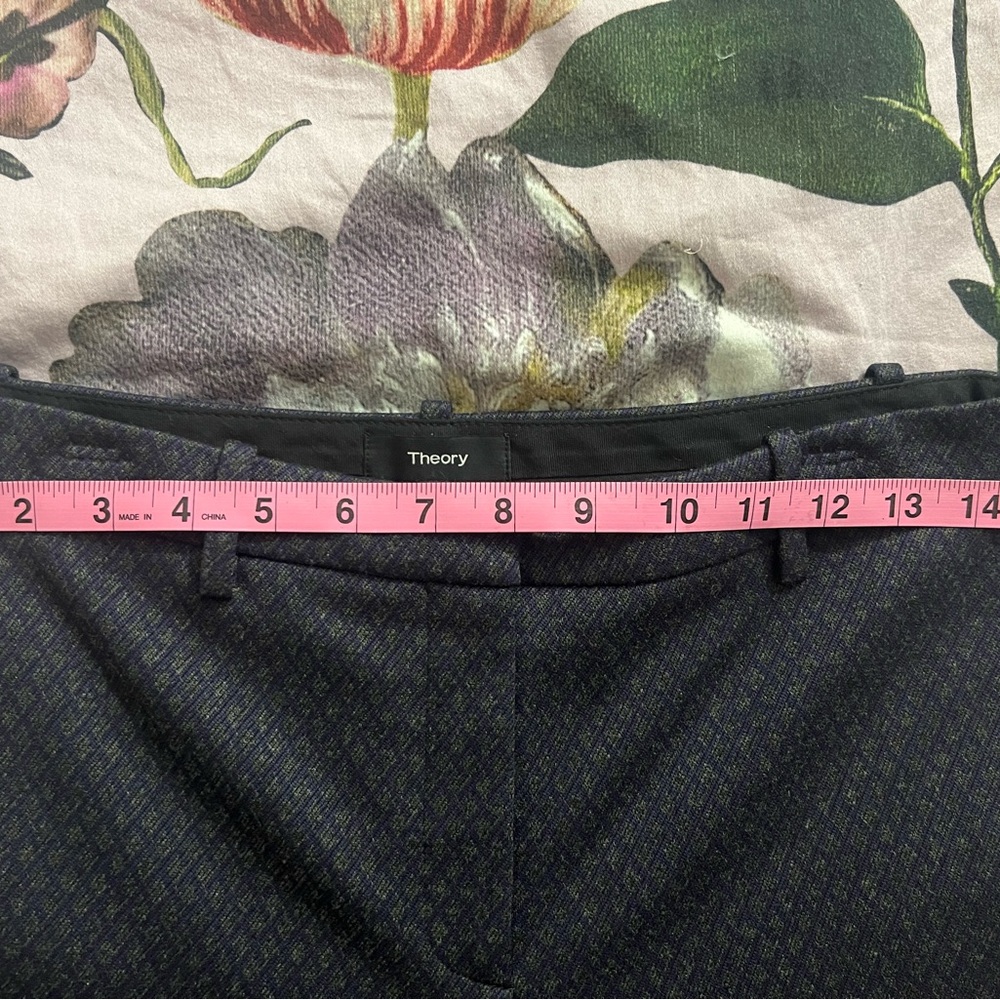 NWT Theory Navy and Gray Patterned Trousers - Picture 8 of 11